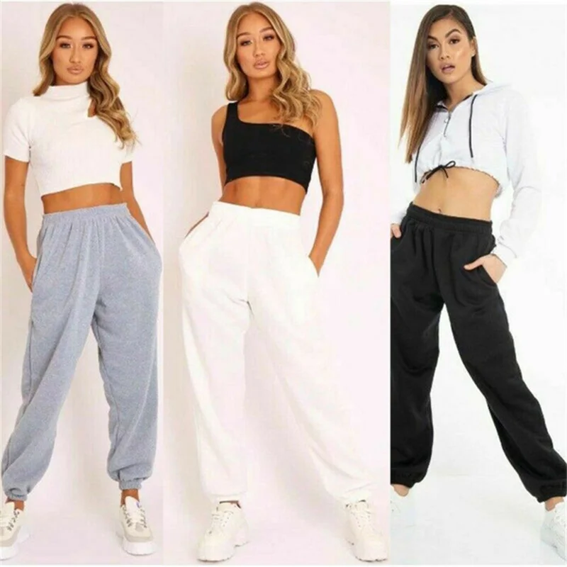 Color: GRAY, Size: XXXL - Trendy Women's Pants Loose Trousers Outdoor Casual Pants Four Seasons Sweatpants Women's Drawstring Jogging Pants