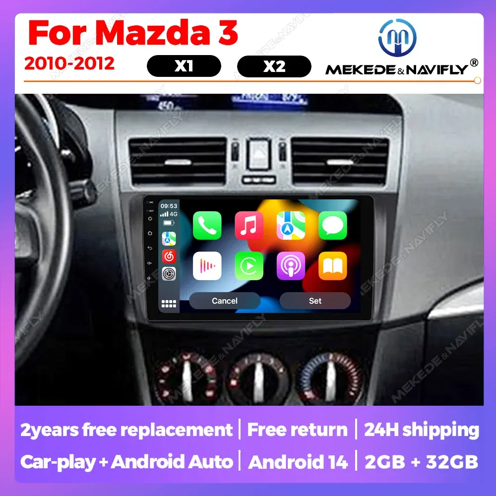 Color: PURPLE - Autoradio For Mazda 3 II For Mazda3 BL 2010-2012 Android 14 Car Radio Multimedia Player Head Unit Wireless Carplay Android Auto