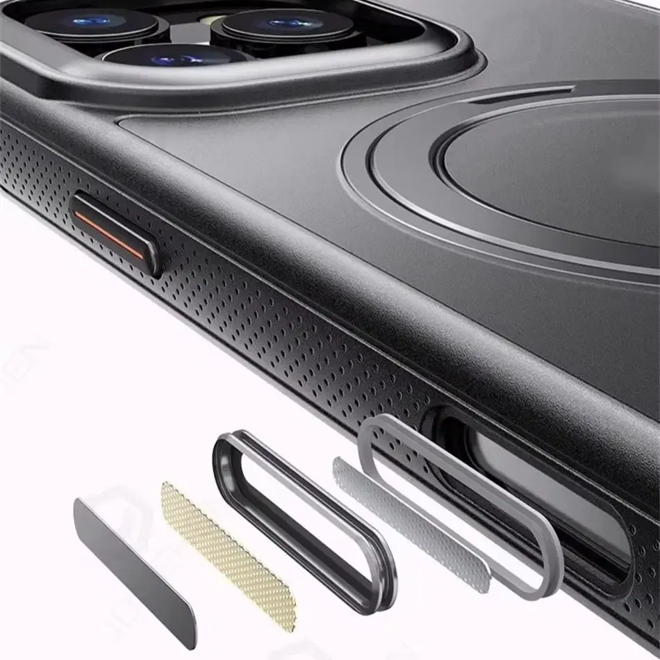 Color: Blue, Material: Cotton - 360?° Rotation Ring Stand Magnetic Case For iPhone 13 14 15 16 17 Pro Max 16E Matte Military Shockproof Armor Cover For Magsafe
