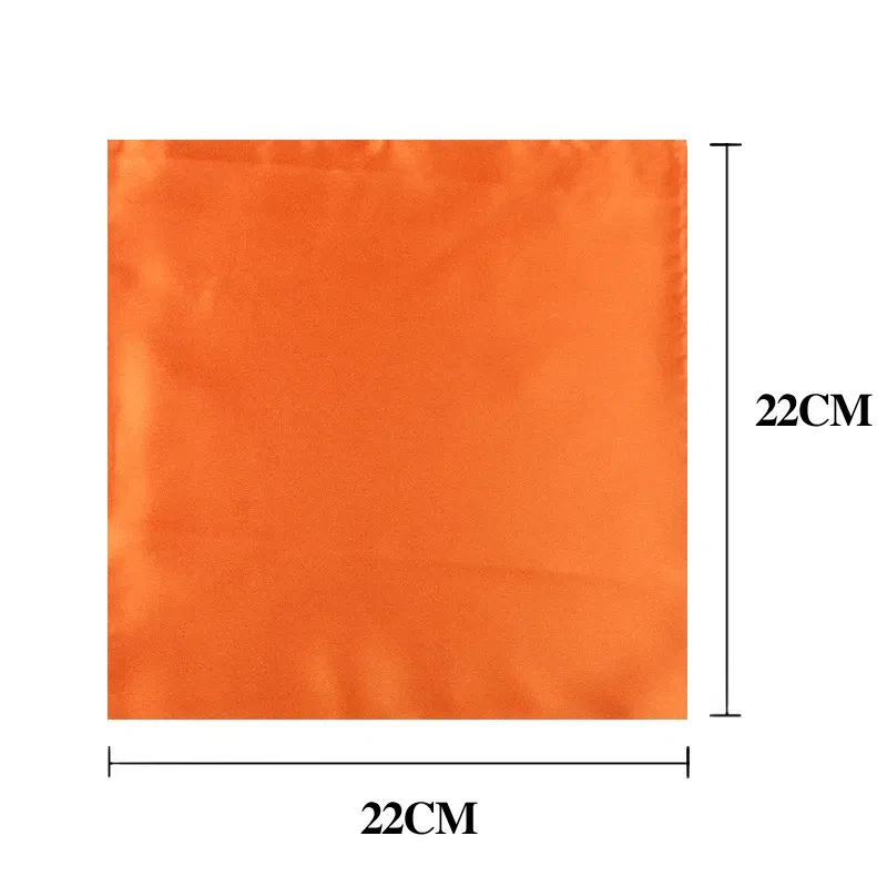 Color: Orange - Satin Handkerchief For Men Candy Color Mens Suits Pocket Square Business Chest Towel Hanky Suit Napkin Solid Hankies