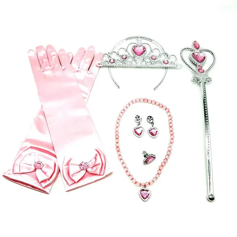 Color: PEACOCK BLUE - Girls Princess Accessories Kids Party Costume Aurora Belle Sofia Snow Queen Elsa Anna Magic Wand Crown Tiara Gloves Wig Braid
