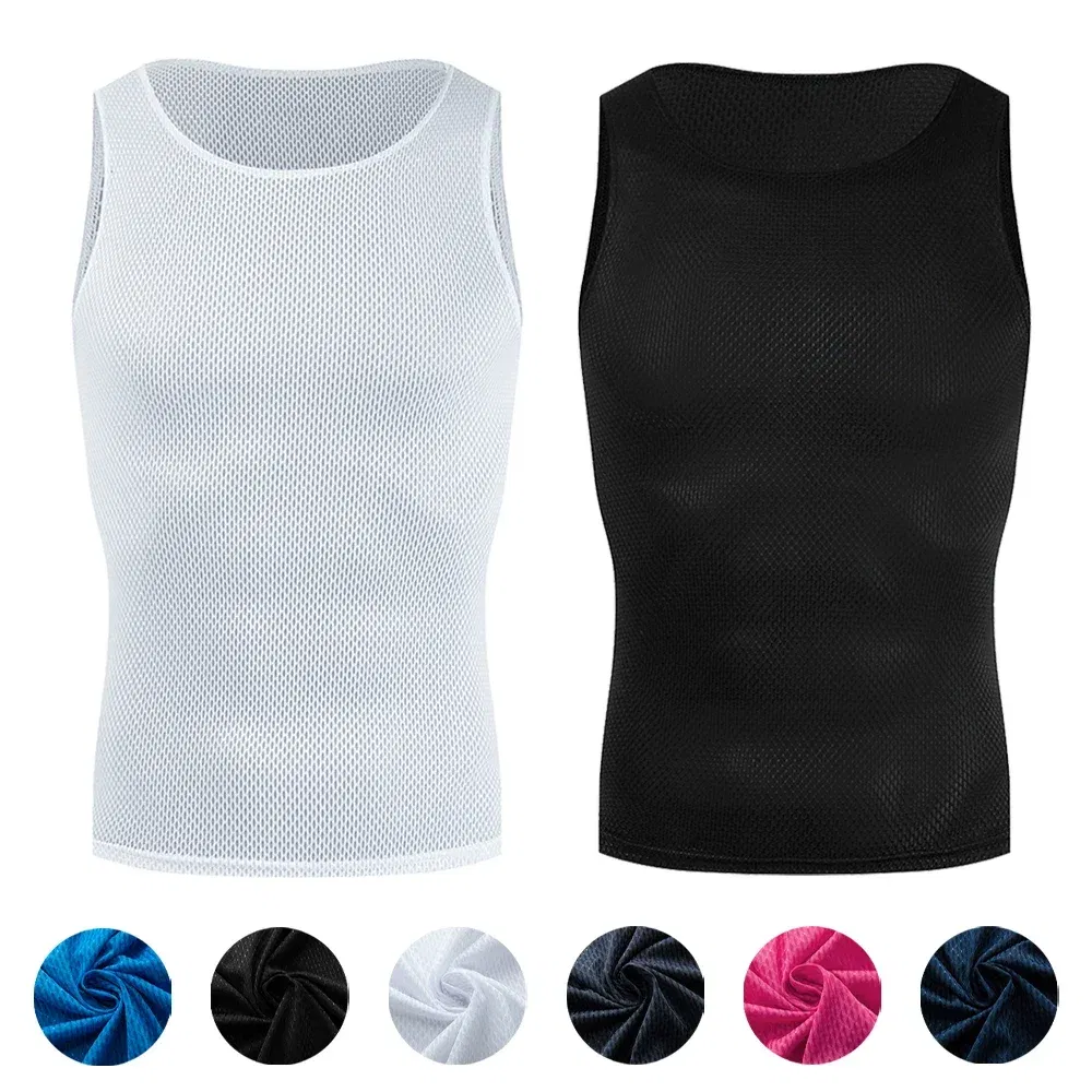 Color: Black, Size: XXL - Cycling Base Layers Reflective Vest White Cycling Jersey Undershirt Quick Dry Elastici Vest Road Bike Jerseys