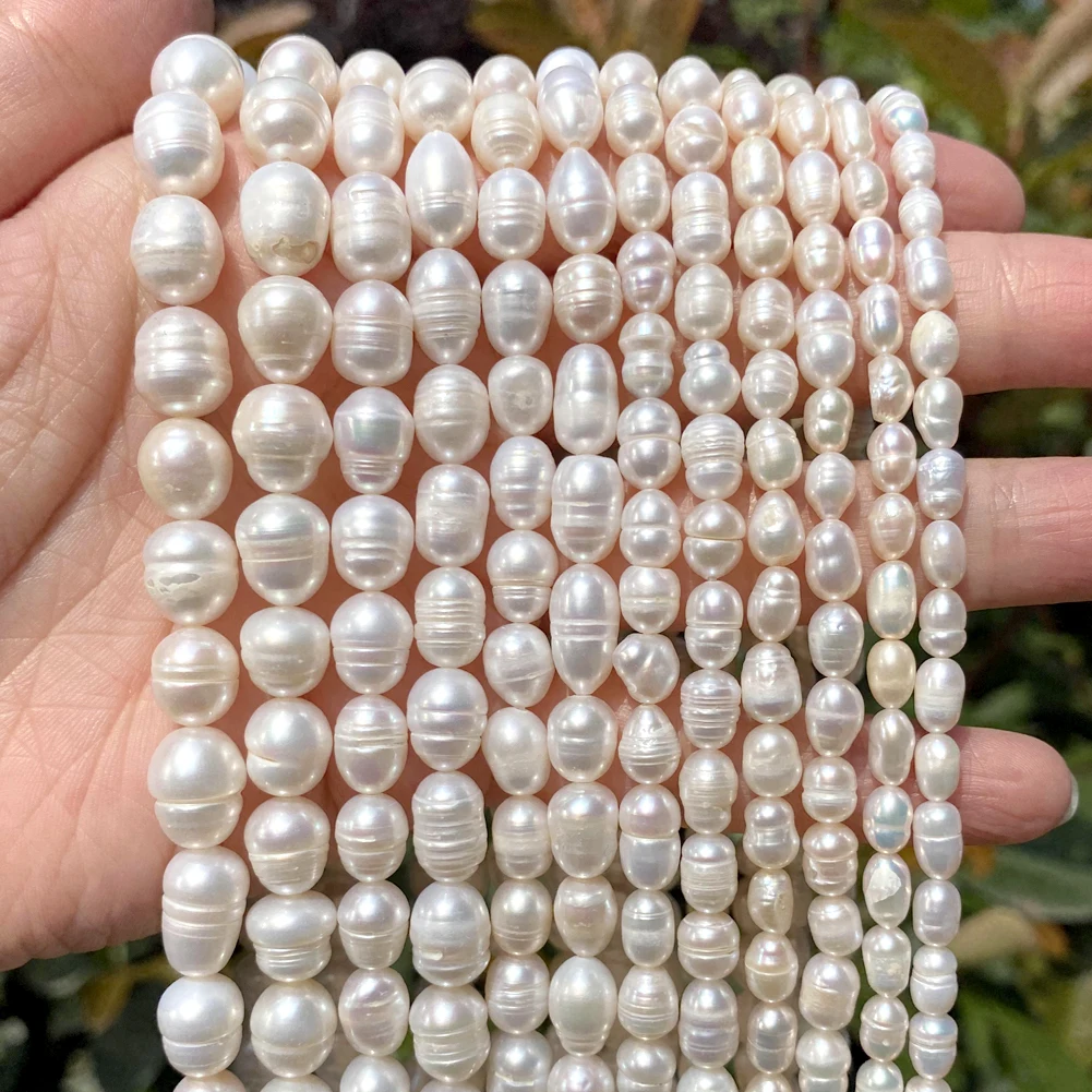 Color: Black, Item Diameter: 8mm - 100% Natural Freshwater Pearl Wholesale A/AA/AAA High Quality Rice Shape Beads For Jewelry Making DIY Bracelets Necklace