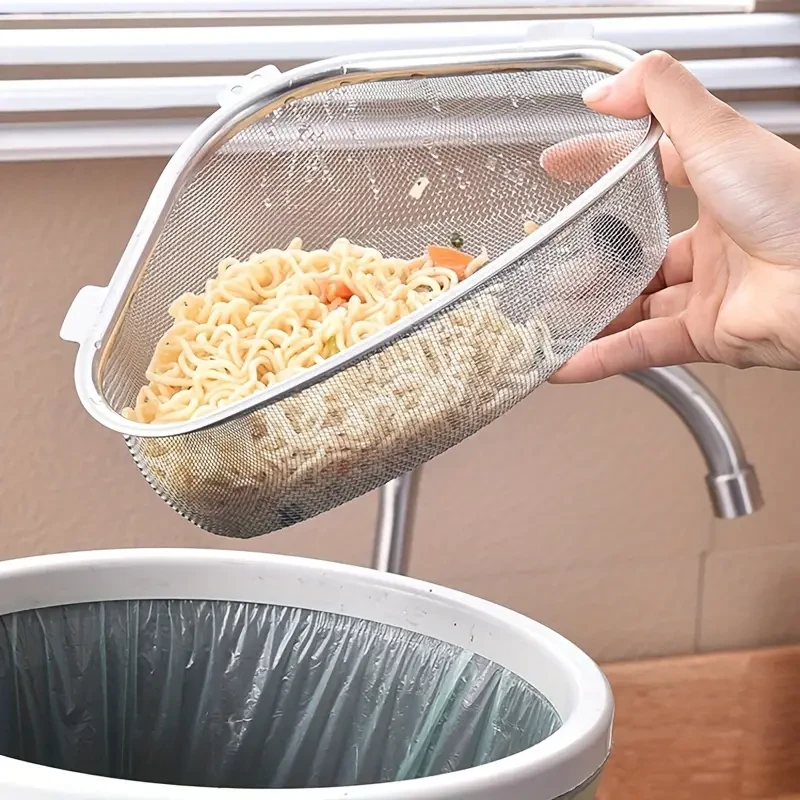 201 Stainless Steel Triangle Corner Sink Strainer  Multipurpose Kitchen Mesh Basket