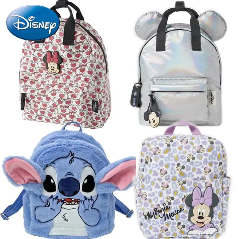 Color: NUDE - Disney New Mickey Cartoon Fashion Backpack Women's Minnie Canvas School Bag Boys and Girls Fashion Large Capacity Backpack