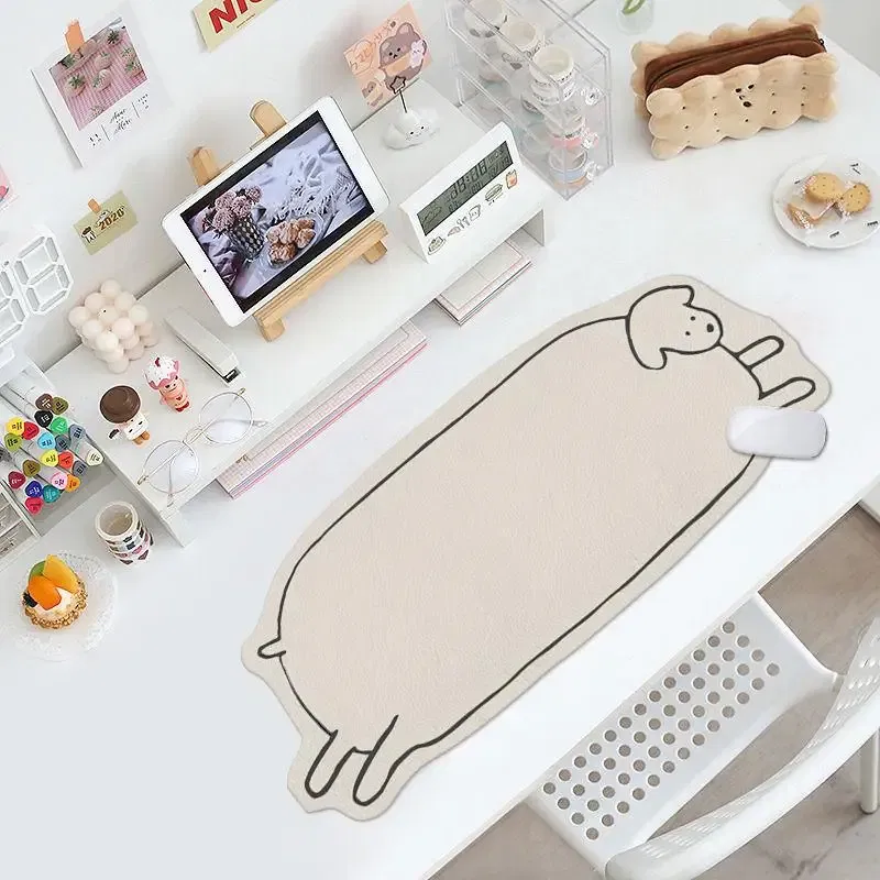 Color: Orange - Water Proof Mouse Pad Gamer Leather Carpet? Cute Cow Large Mousepad XXL Laptop White Kawaii Desk Mat Keyboard Computer Anime Cat