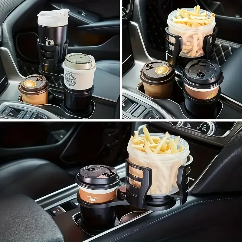 Adjustable Dual Cup Holder Expander with Phone Holder & Aromatherapy Organizer