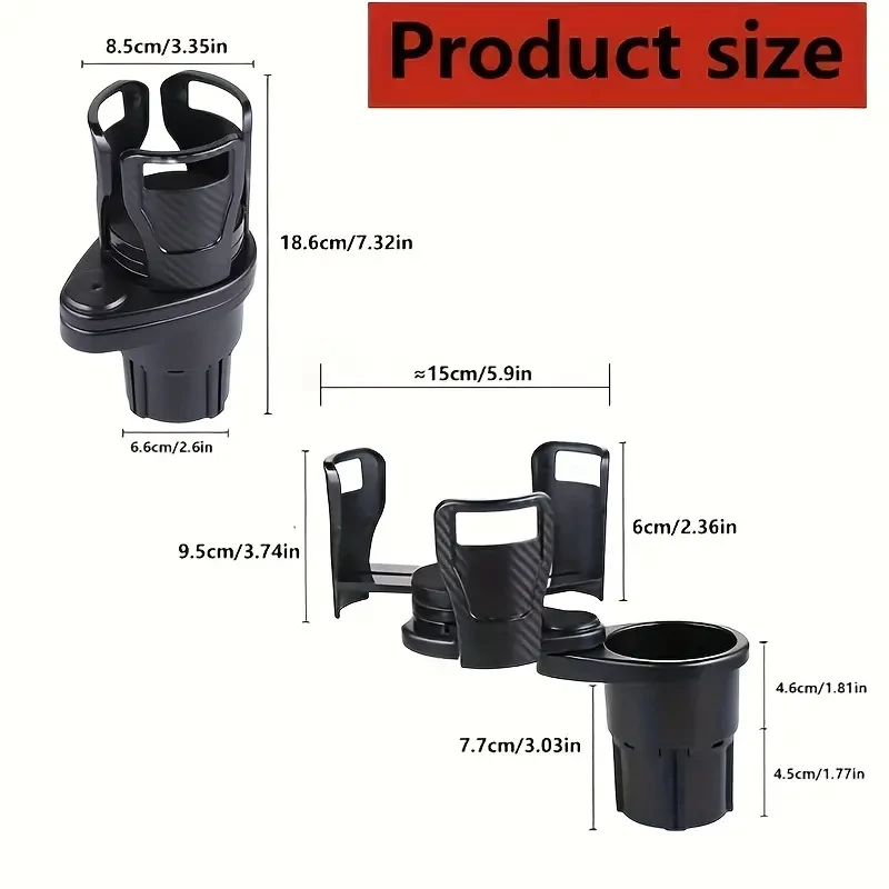 Adjustable Dual Cup Holder Expander with Phone Holder & Aromatherapy Organizer