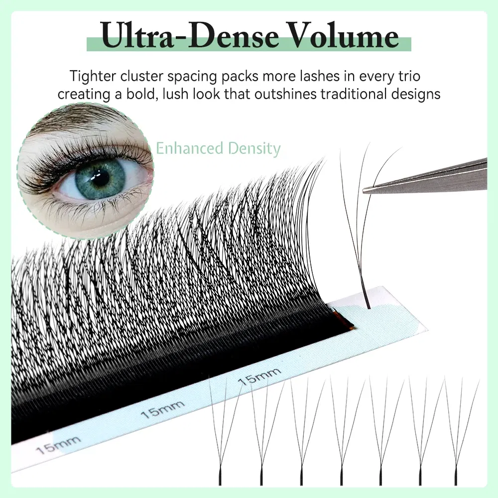 Curl: C, Thickness: 0.10mm, Length: 8mm - Yelix Smaller Opening 3D Lashes Narrow 3D W Shape Eyelash Extension Premade Volume Fan Lashes Natural Soft Eyelash