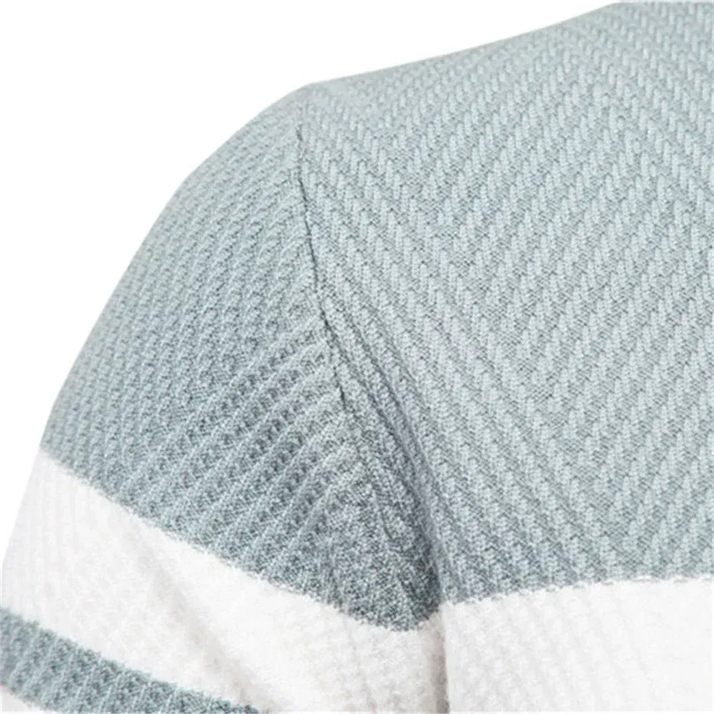 Color: Blue, Size: XL - Embroidered LONSDALE Mens Boys Winter Stripe Sweater Thick Warm Pullovers Men's O-neck Basic Casual Slim Comfortable Sweaters