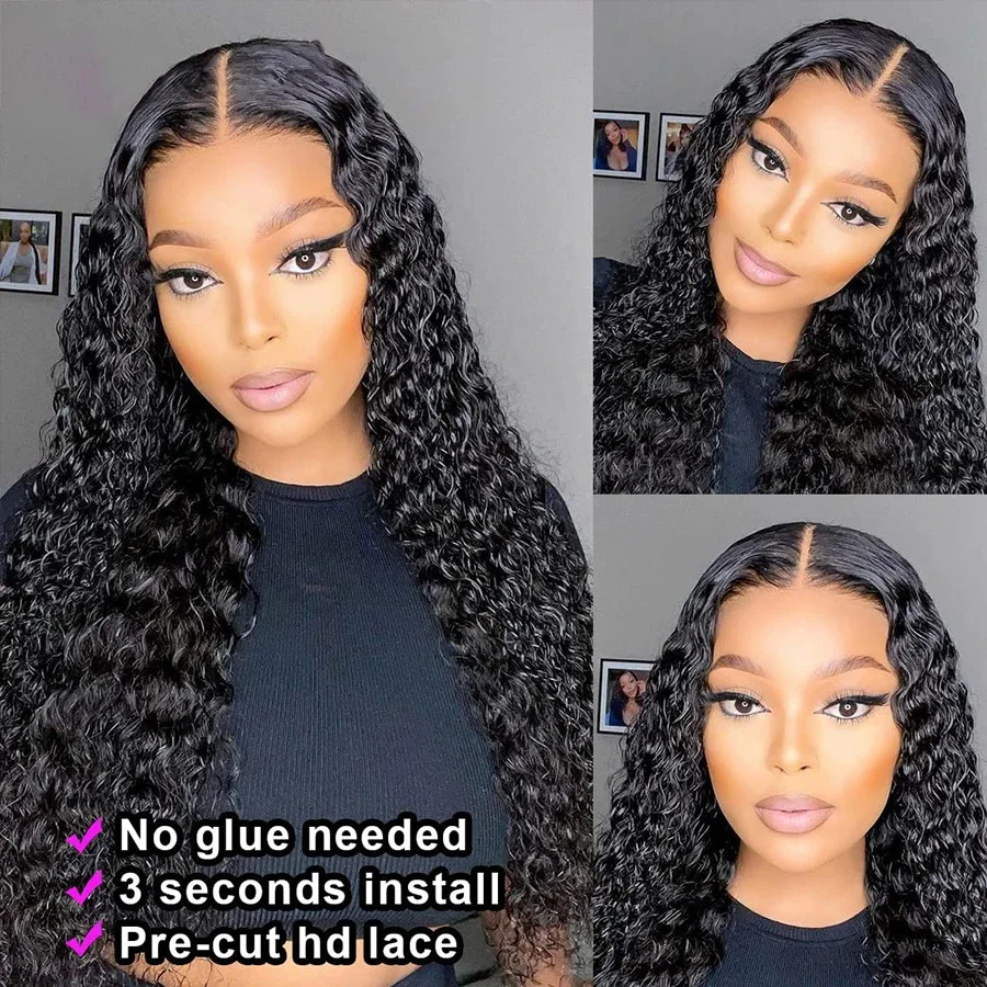 Hair Color: #4, Density: 170%, Ships From: CHINA, Stretched Length: 26inches - Glueless Wig Human Hair Ready To Wear Curly Wigs Human Hair Lace Frontal Wig Glueless Wig 100% Human Hair 5x5 Closure Wig