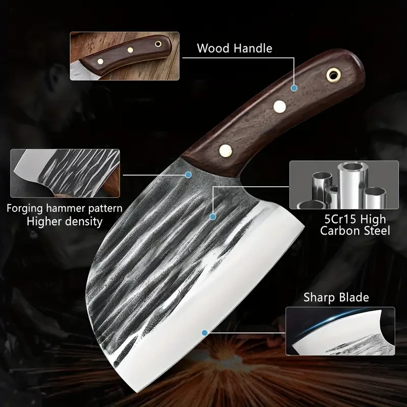 8PCS Professional Chef Butcher's Knife Set  High Carbon Steel Japanese Kitchen Knives + Storage Bag