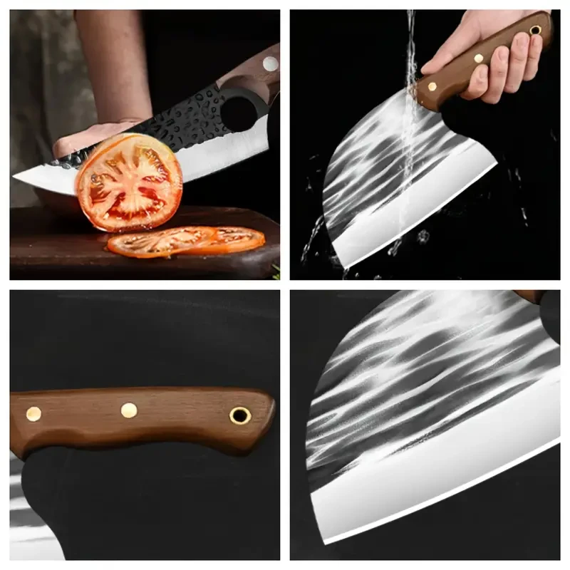 8PCS Professional Chef Butcher's Knife Set  High Carbon Steel Japanese Kitchen Knives + Storage Bag