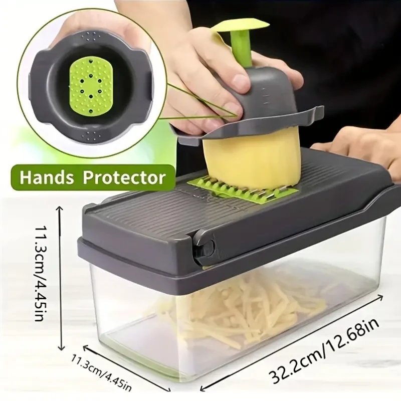 16-in-1 Multifunctional Vegetable Chopper  Manual Slicer & Dicer with Container