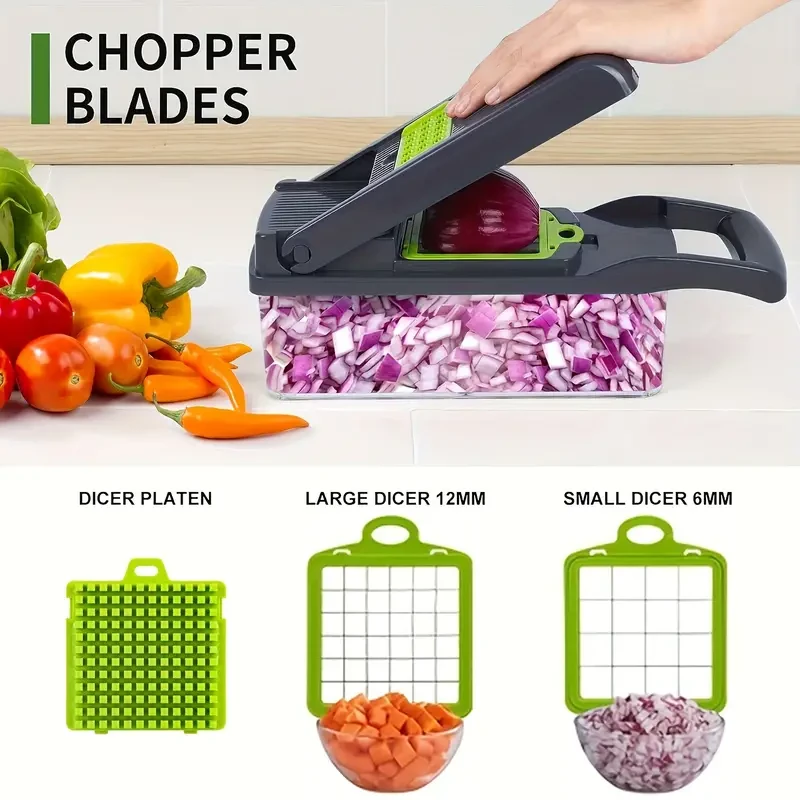 16-in-1 Multifunctional Vegetable Chopper  Manual Slicer & Dicer with Container