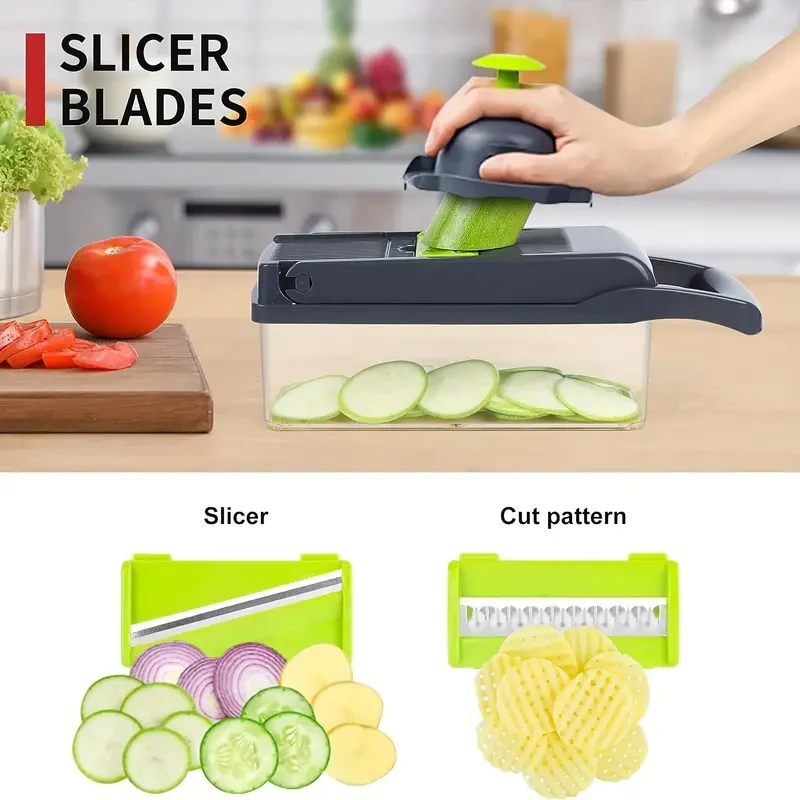 16-in-1 Multifunctional Vegetable Chopper  Manual Slicer & Dicer with Container