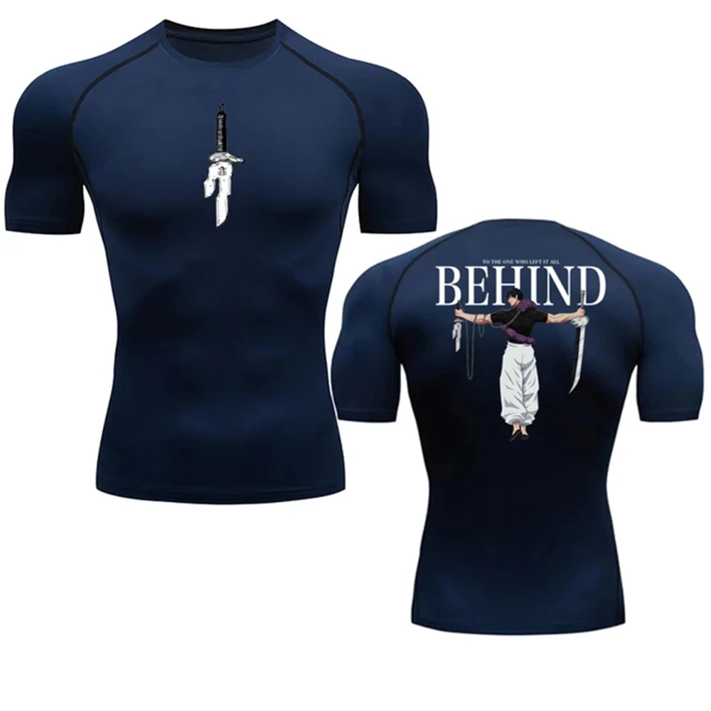 Color: black, Size: XXL - Anime Compression Shirt Men Print Breathable Football Fitness Tight Sportswear Althletic Quick Dry Rash Guard Gym Riding Tops