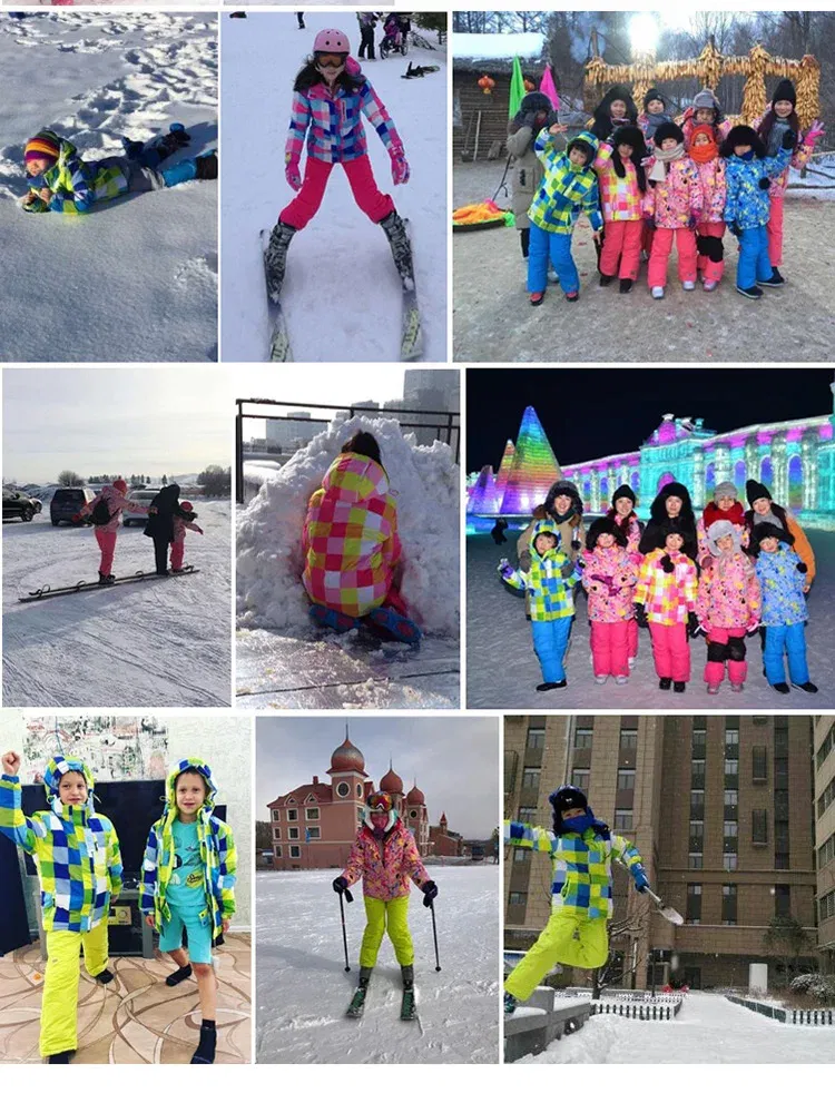 Color: Blue, Kid Size: 7 - OLEKID -30 Degree Russian Winter Children Ski Suit Plus Velvet Warm Waterproof Jacket Coat Boy Overalls 3-20 Years Girl Snowsuit