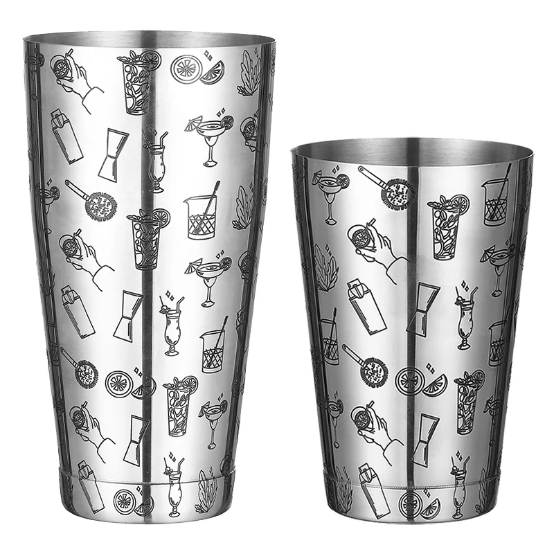 Color: Coffee - Stainless Steel Boston Shaker Bar Shaker with different Surface Finish -2 Piece Cocktail Shaker, 15-Ounce and 25-Ounce