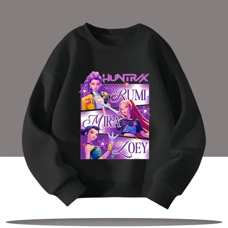 Color: green, Kid Size: 8 - K-pop Demon Hunters New Children's Round-neck Sports Shirt with Cartoon Print - 3-12 Years Old Cute Girl Casual Top