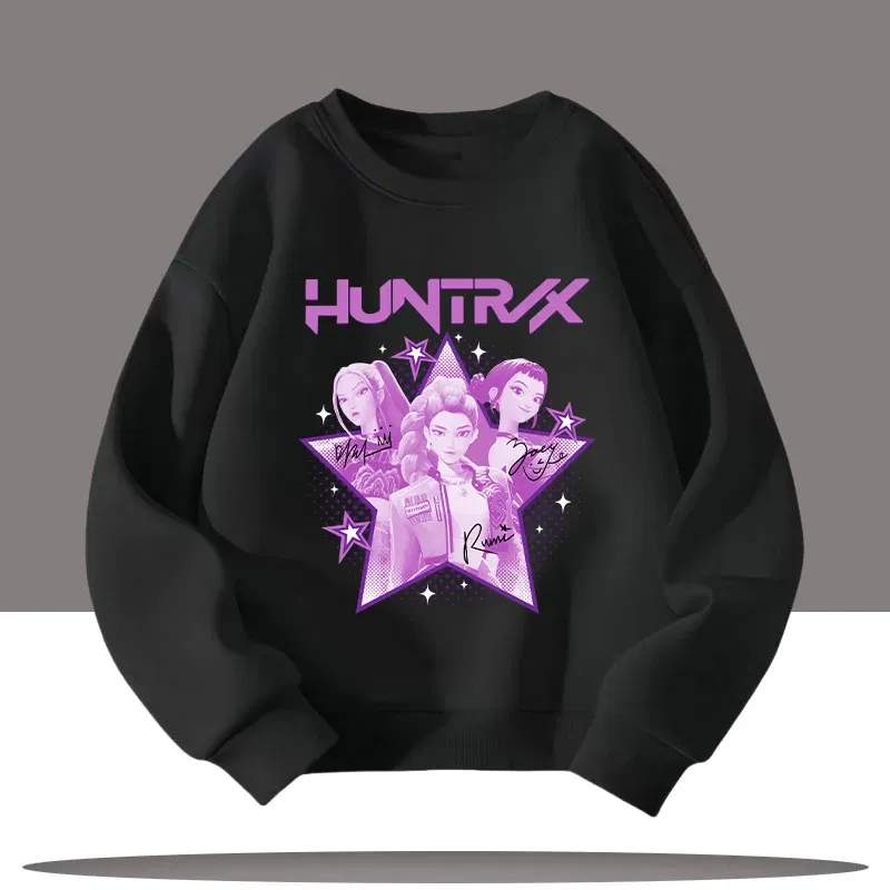 Color: green, Kid Size: 8 - K-pop Demon Hunters New Children's Round-neck Sports Shirt with Cartoon Print - 3-12 Years Old Cute Girl Casual Top