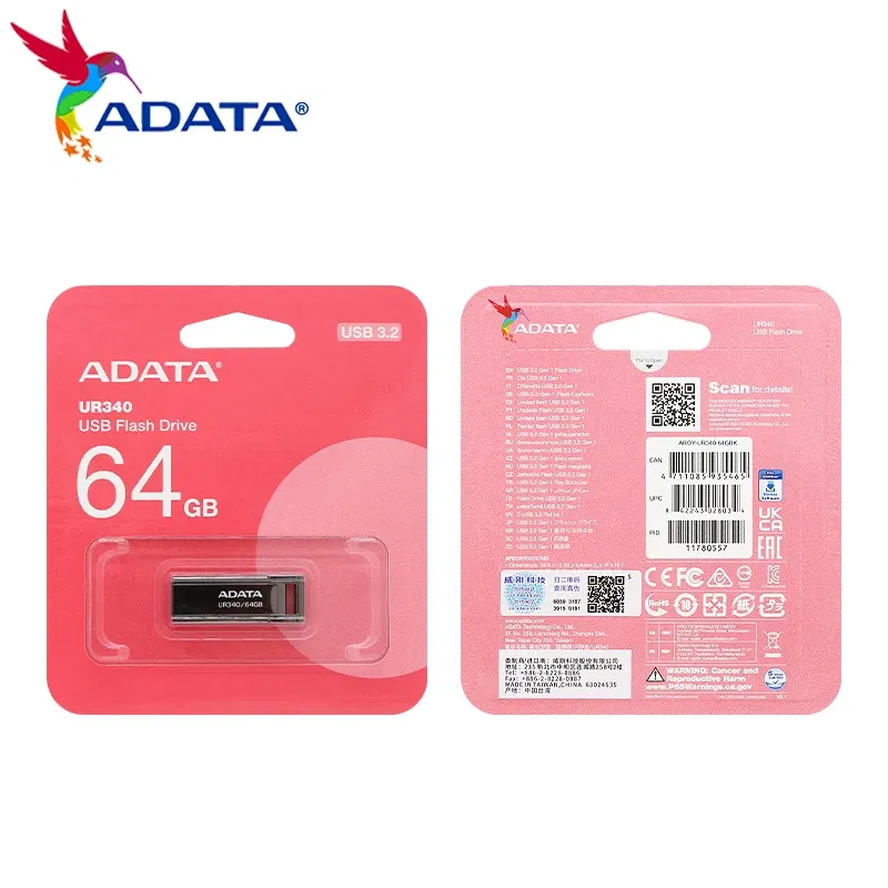 Capacity: 64GB - ADATA UR340 USB Flash Drive 32GB 64GB 128GB USB 3.2 Gen1 High Speed pendrive Original usb stick for PC Computer Laptop  Desktop