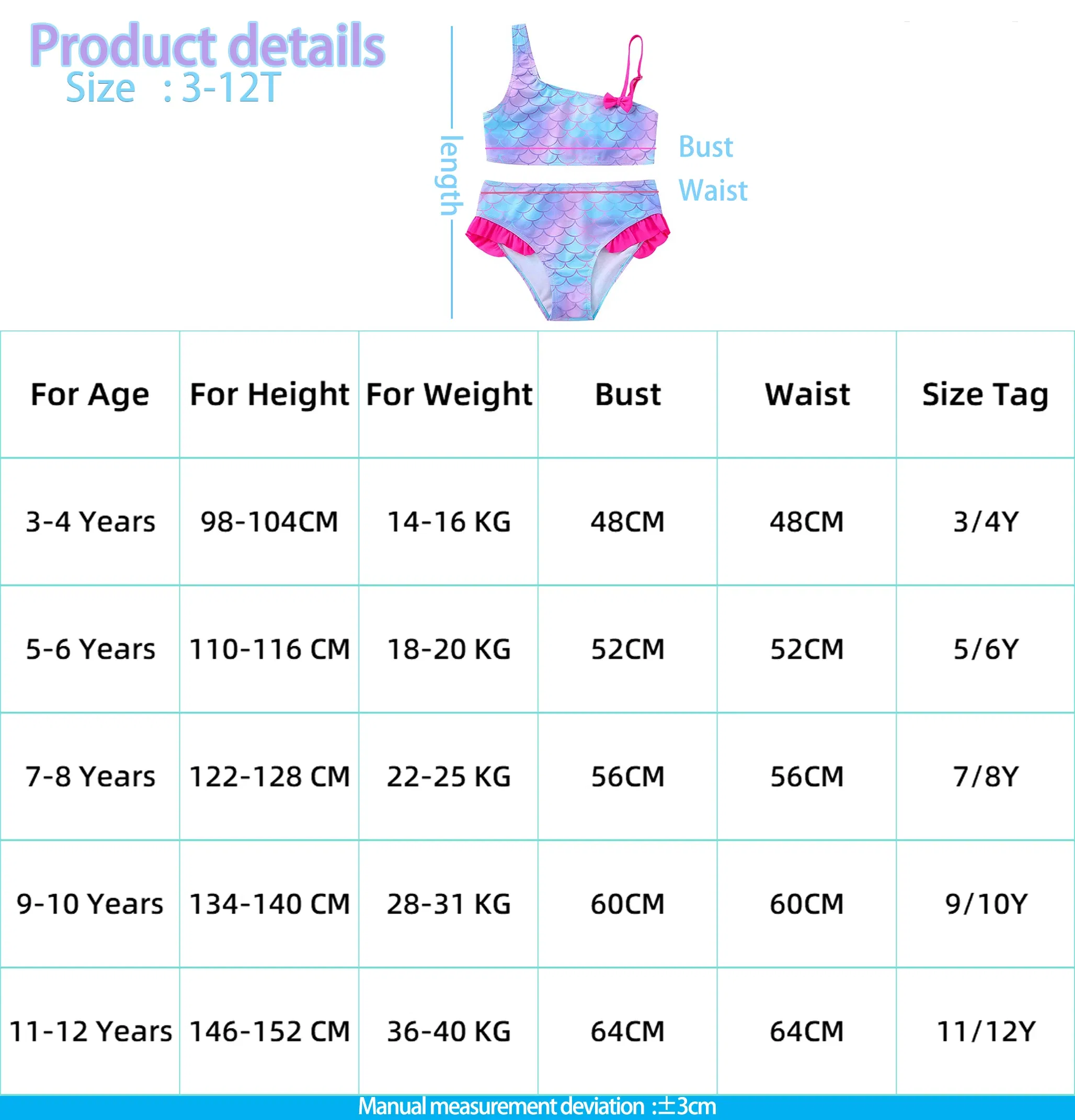Color: DEEP BLUE, Size: L - Lilo Stitch Girls Swimsuit One-Piece Bathing Suits Children's Dresses Summer Swimwear Beach Suit Kids Wear Fashion Mermaid Fish