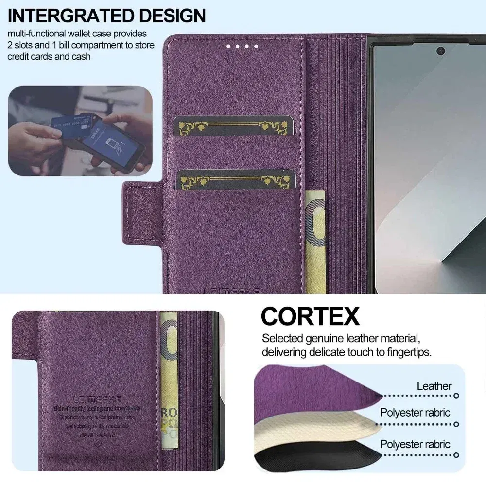 Color: black, Compatibility by Model: Galaxy Z Fold6 - Premium Leather Phone Case for Samsung Galaxy Z Fold 7 6 5 4 3 Fold6 Fold5 Fold4 5G with Pen Holder Wallet Flip Phone Cover