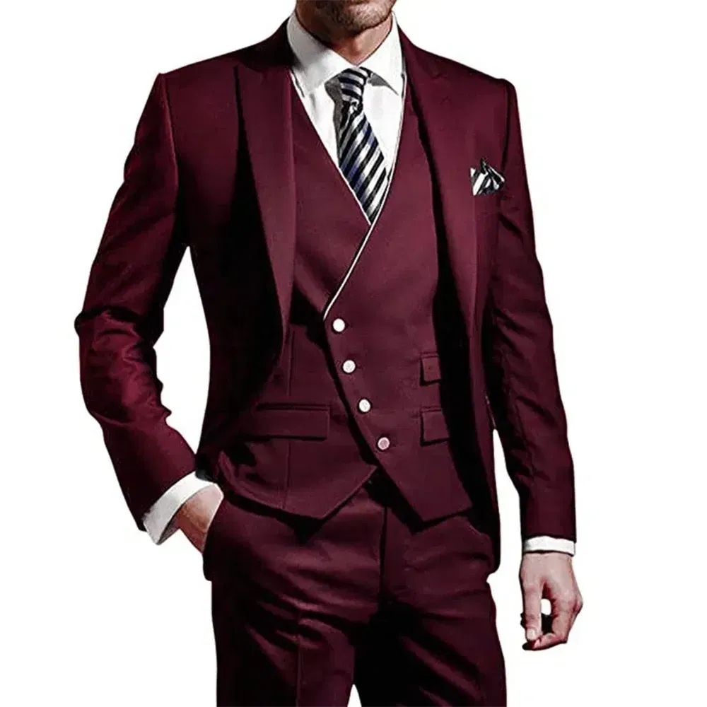 Color: army green, Size: XS?€old?‰, Ships From: CHINA - White Men Wedding Suits Groom Wear Peak Lapel Wedding Groom Tuxedos Business Party Suit 3 Pieces (Jacket+Vest+Pant?‰Costume Homme