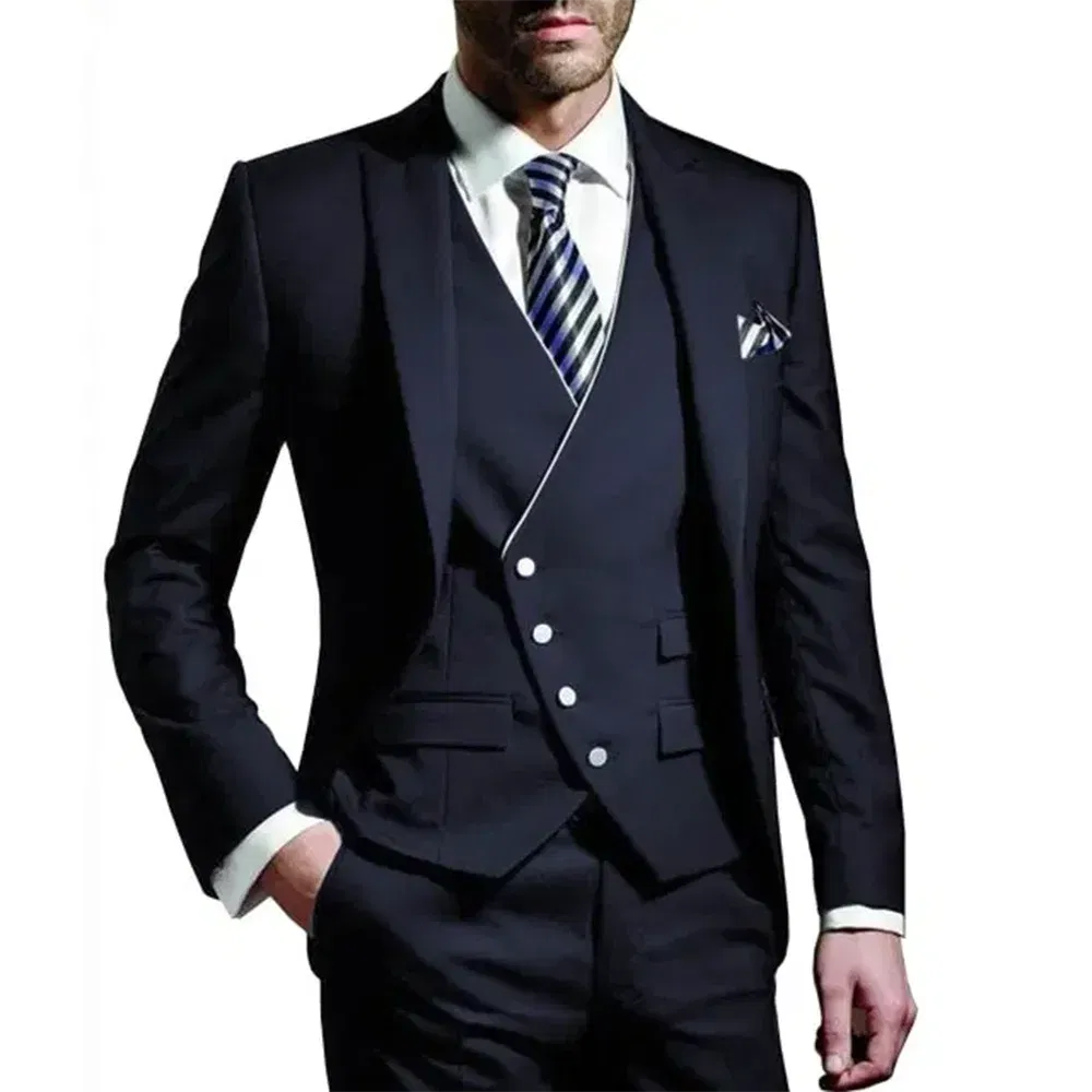 Color: army green, Size: XS?€old?‰, Ships From: CHINA - White Men Wedding Suits Groom Wear Peak Lapel Wedding Groom Tuxedos Business Party Suit 3 Pieces (Jacket+Vest+Pant?‰Costume Homme