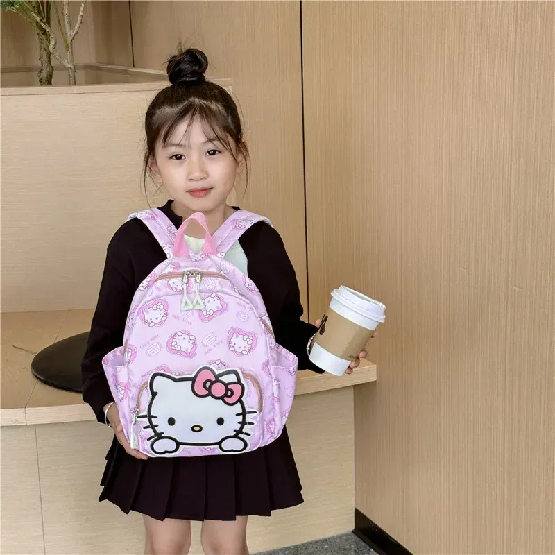 Color: Clear, Size: 16 inches - Anime Cartoon Kuromi Melody Cinnamoroll Backpack Boys Girls Cartoon Hello Kitty Kawaii Canvas Fashion Children's Schoolbag