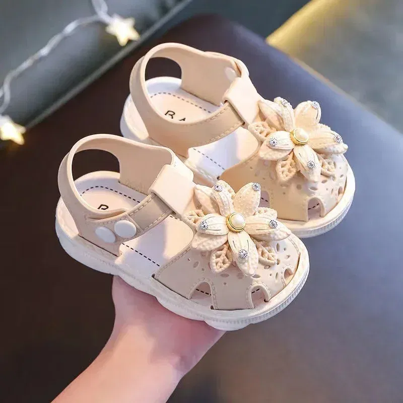 Color: Blue, Shoe Size: 3 - Solid Bow Children's Summer Shoes Cute PVC Beach Non Slip Sandals For Baby Girls Footwear Soft Infant Kids Fashion Sandals