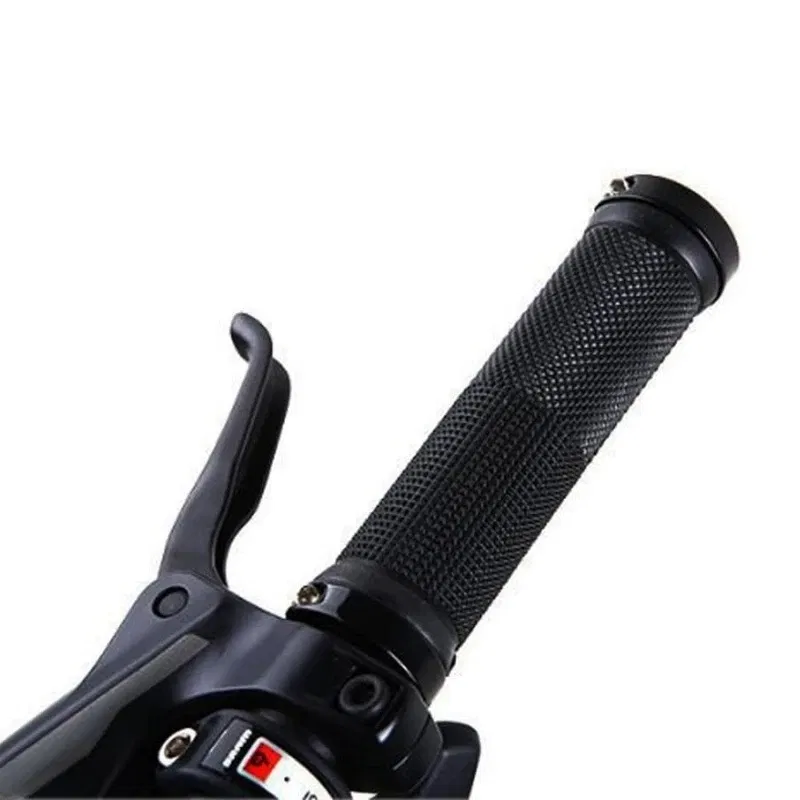 Color: black - Bicycle Rubber Grips Alloy Lock Non-Slip Rubber Bicycle Handlebar Grips Double Aluminum Lock on Locking Bicycle Handlebar Grips