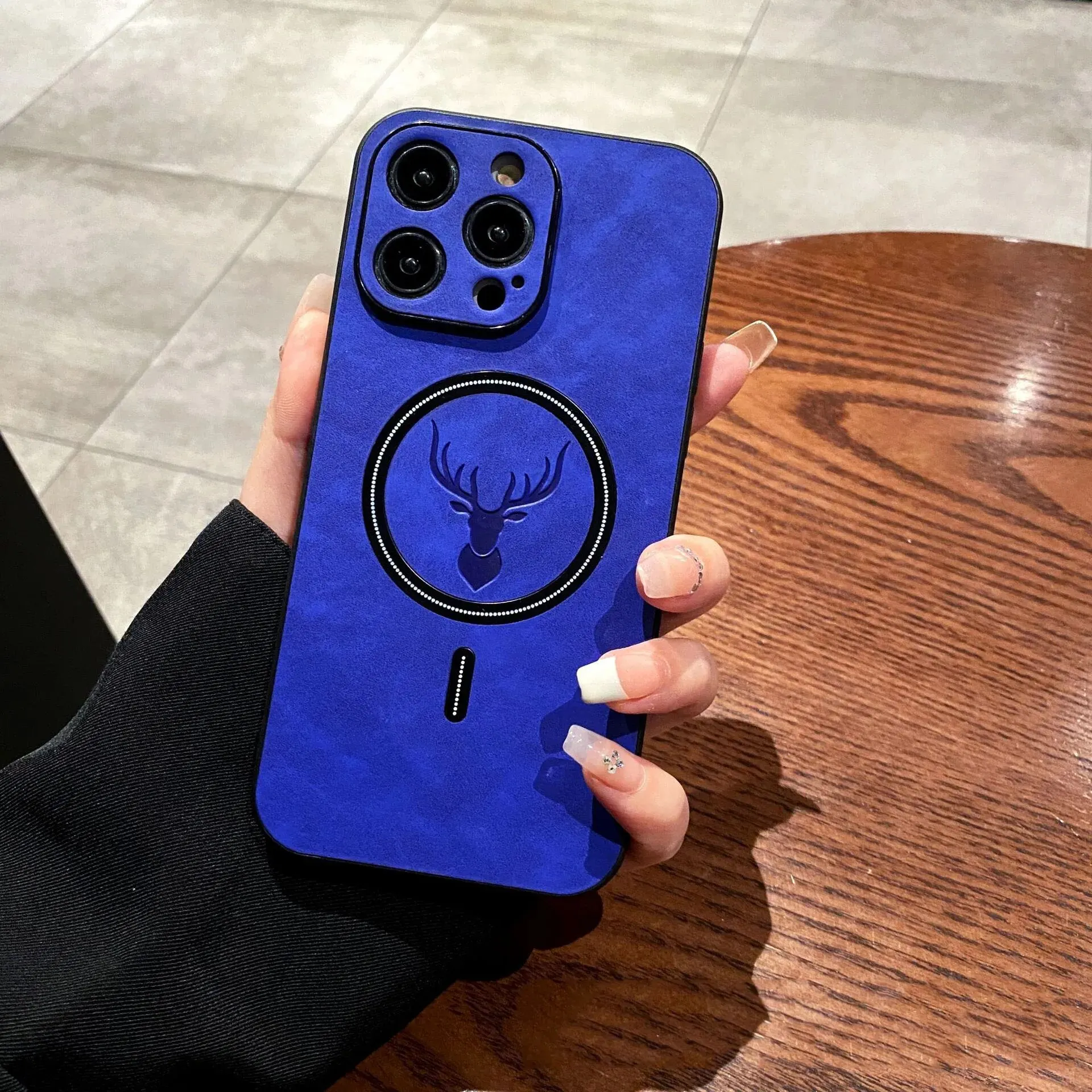 Material: Polyester, Color: Dark Brown - Luxury For Magsafe Wireless Charging Phone Case For iPhone 15 Pro 14 Plus 13 12 11 Pro Max Elk Magnetic Bumper Protective Cover