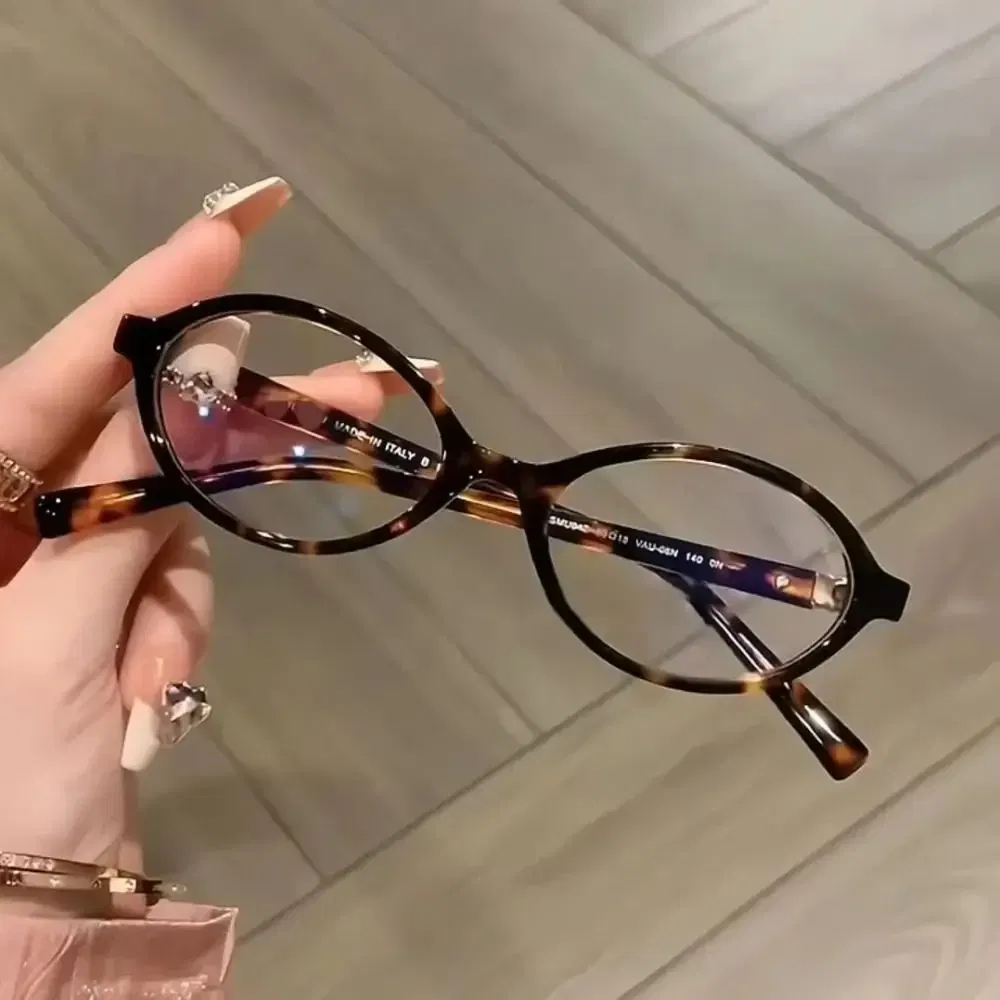 Frame Color: Clear - Y2K Retro Oval Frame Glasses Women Female Sweet Cool Eyewear Trend Reading Computer Anti Blue Light Eyeglasses