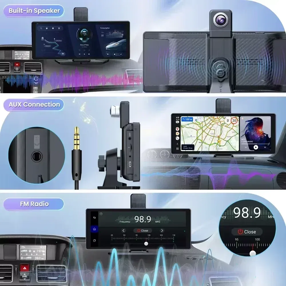 Color: Blue, Ships From: CHINA - Universal 10.26" Portable Carplay Car Screen Wireless Carplay Screen Wireless Car Stereo Carplay Android Auto Car Touchscreen