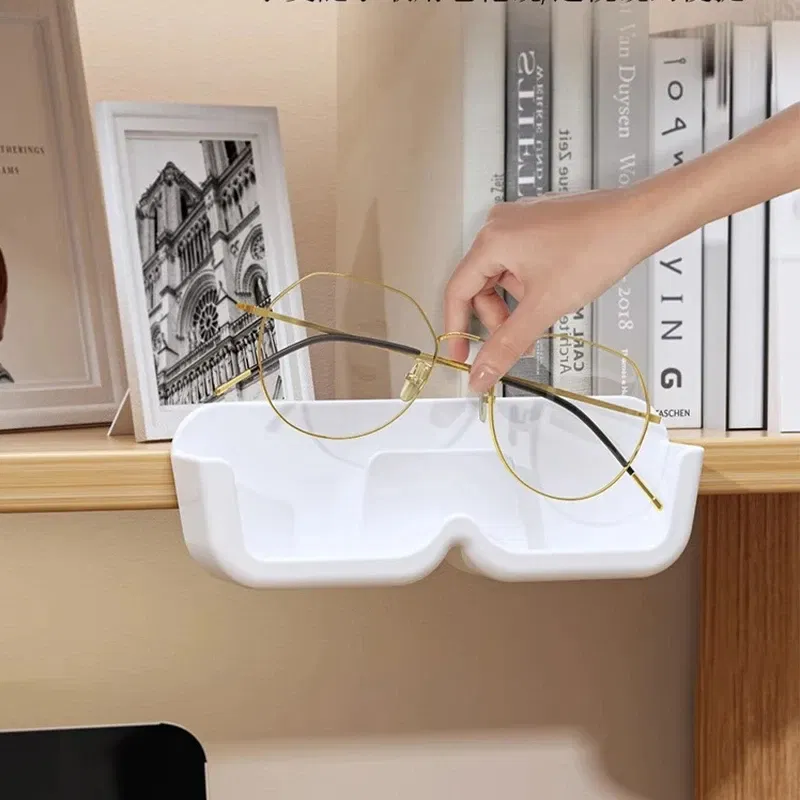 Color: PURPLE - Glasses Display Cabinet Sunglasses Storage Box Wall Mounted Perforated Free Sunglasses Storage Glasses Rack Home Tidying