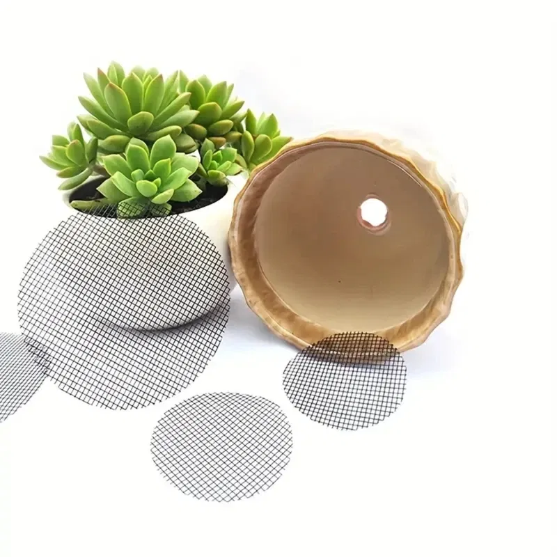 Color: Red, Sheet Size: Small - Pot Hole Mesh Pad Mat Grid Round Drainage Hole Screen for Pot Bottom Prevent Soil Loss Anti Bonsai Flower Plant Gardening Tools
