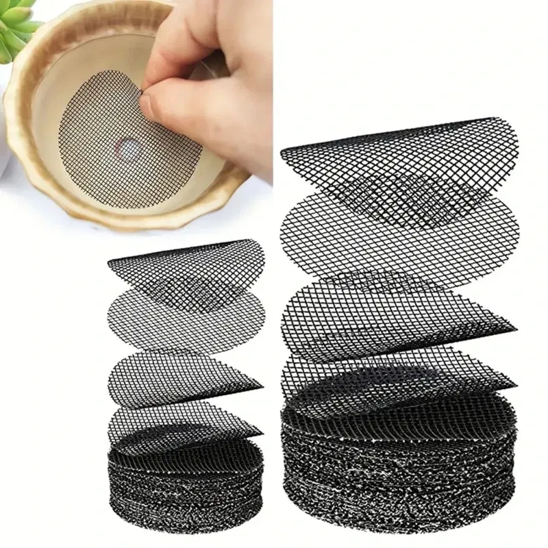 Color: Red, Sheet Size: Small - Pot Hole Mesh Pad Mat Grid Round Drainage Hole Screen for Pot Bottom Prevent Soil Loss Anti Bonsai Flower Plant Gardening Tools