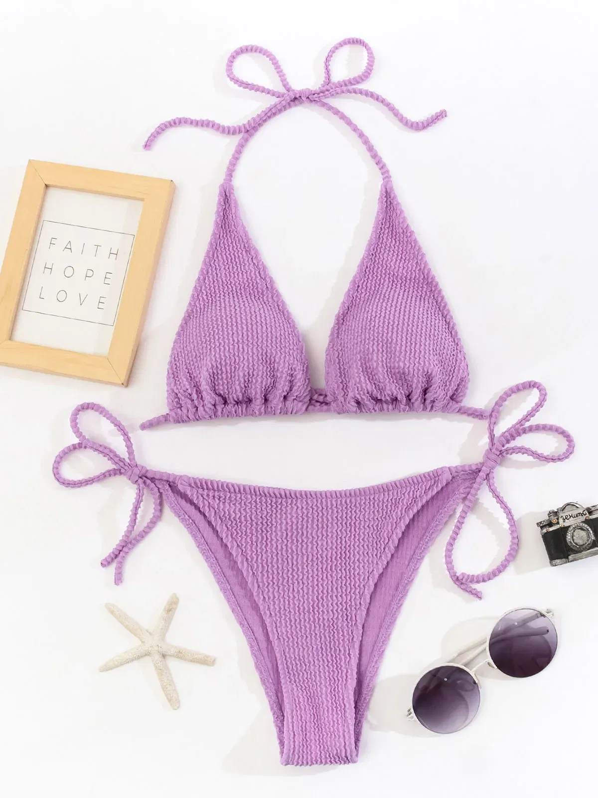 Color: Silver, Size: M - New Fashion Sexy Bikini Solid Swimsuit Women Swimwear Push Up Set Brazilian Bathing Suit Summer Beach Wear Swimming