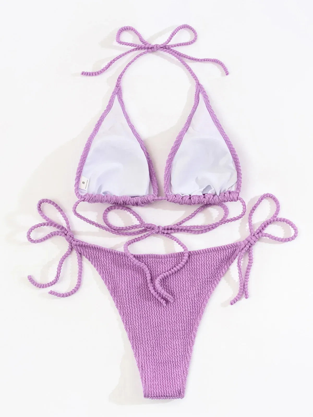 Color: Silver, Size: M - New Fashion Sexy Bikini Solid Swimsuit Women Swimwear Push Up Set Brazilian Bathing Suit Summer Beach Wear Swimming