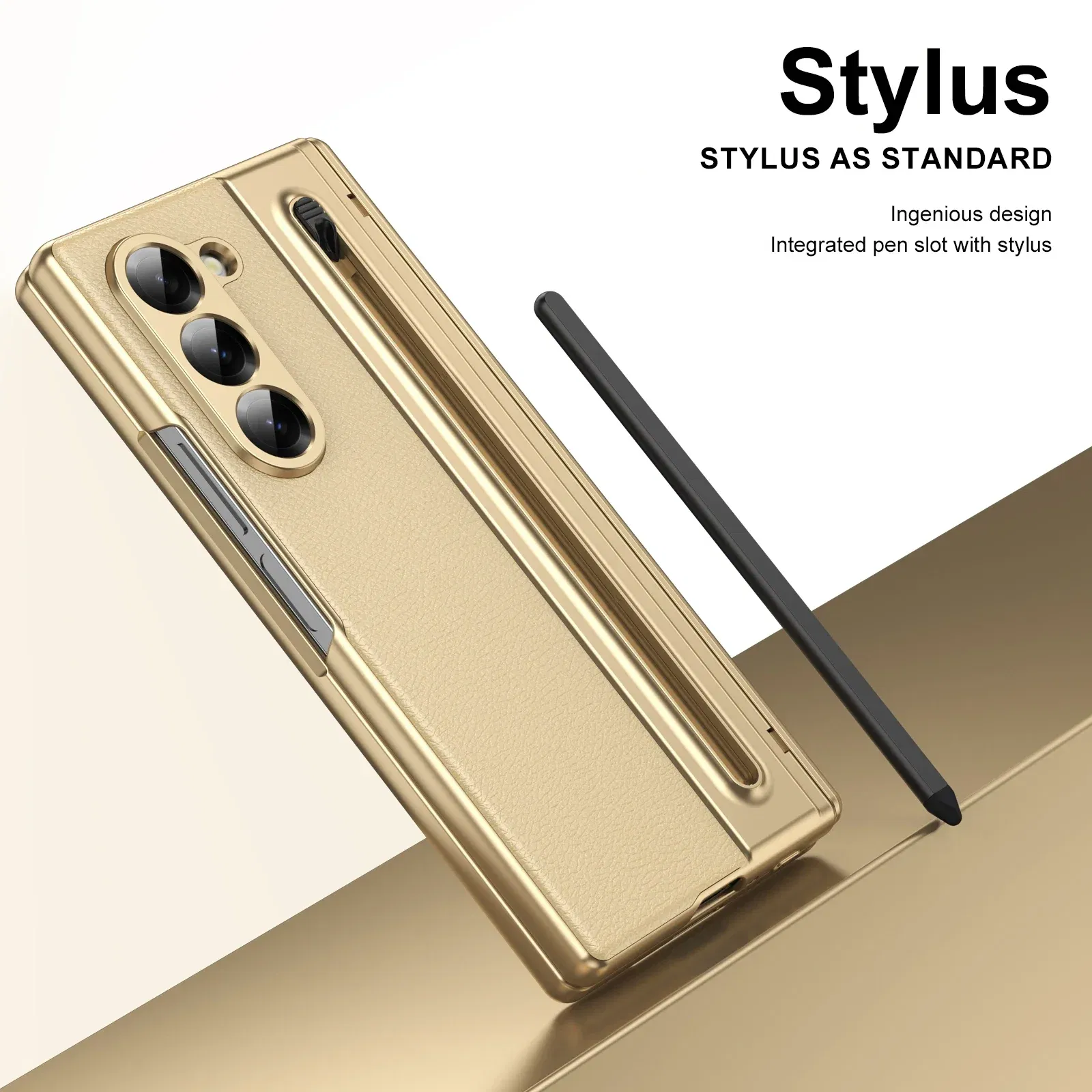 Color: green, Material: aluminum - With Touch Pen For Samsung Galaxy Z Fold 6 Slim 5 W25 5 4 3 Case Leather Plating Hinge 360 Full Screen Protector Folding Cover