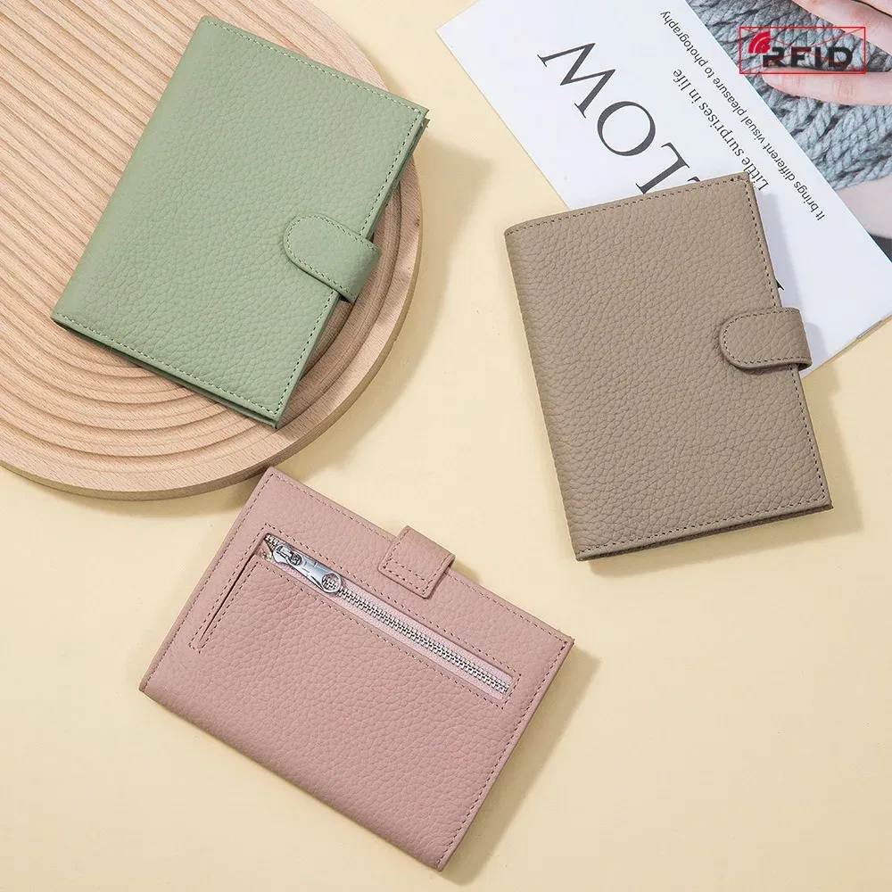 Color: Clear - Genuine Leather RFID Travel Passport Cover Case Wallet Bag Card Holder Cowhide Coin Purse Document Cover Flight Men Women