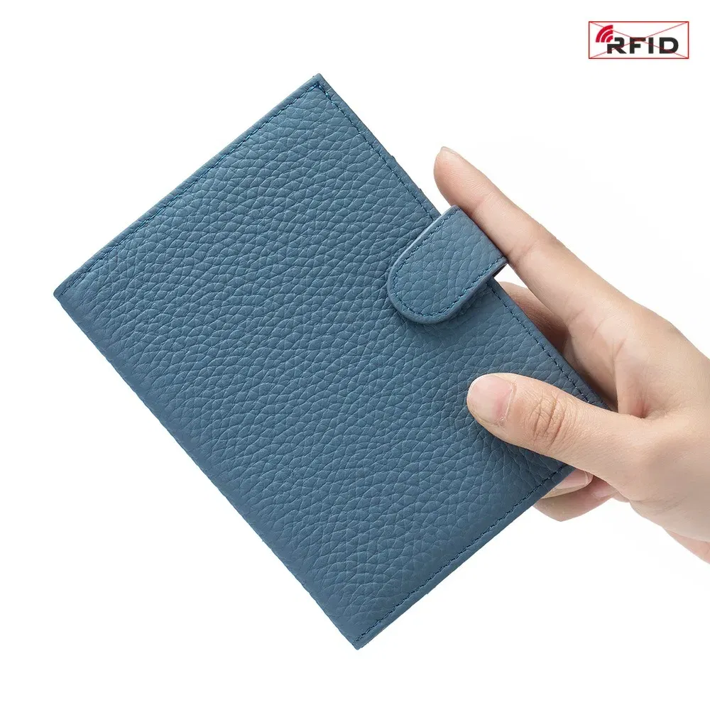 Color: Clear - Genuine Leather RFID Travel Passport Cover Case Wallet Bag Card Holder Cowhide Coin Purse Document Cover Flight Men Women
