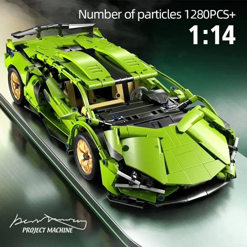 Color: Blue - Technical Racing Sport Car 1280PCS Model Building Blocks City Mechanical Speed Vehicle Supercar Brick Puzzle Toys Kid Adult Gift