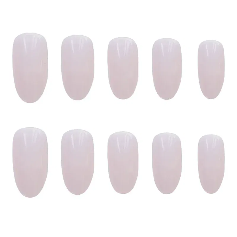 Color: camel - 24Pcs/Set Long Round Head Bright Solid Color Press On Acrylic Nail Art Fake Nails Finished Wearing Manicure Reusable False Nails