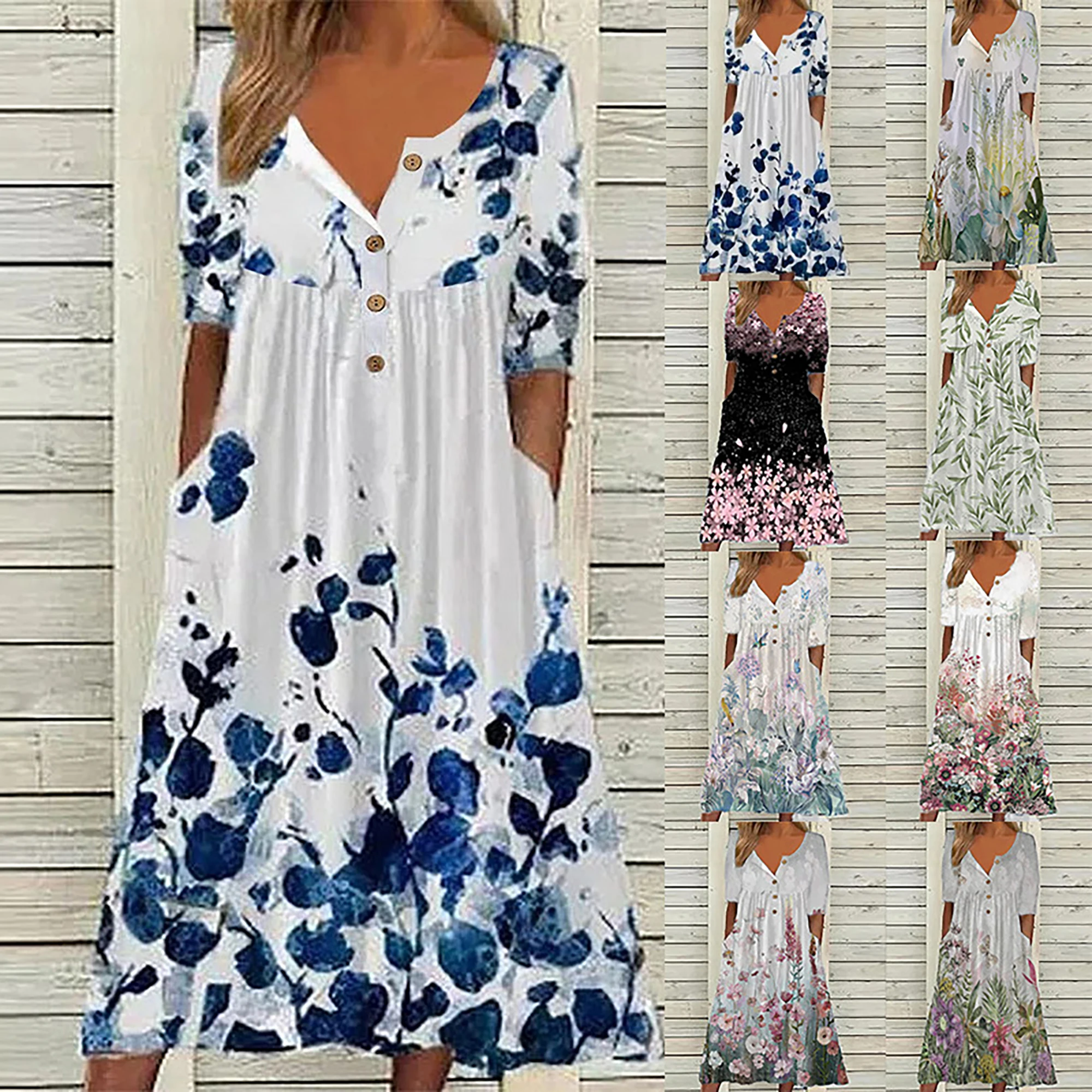 Color: black, Size: 5XL - 2024 Europe and the United States spring new fashion printed V-neck button short sleeve plus size women's size women's pocket