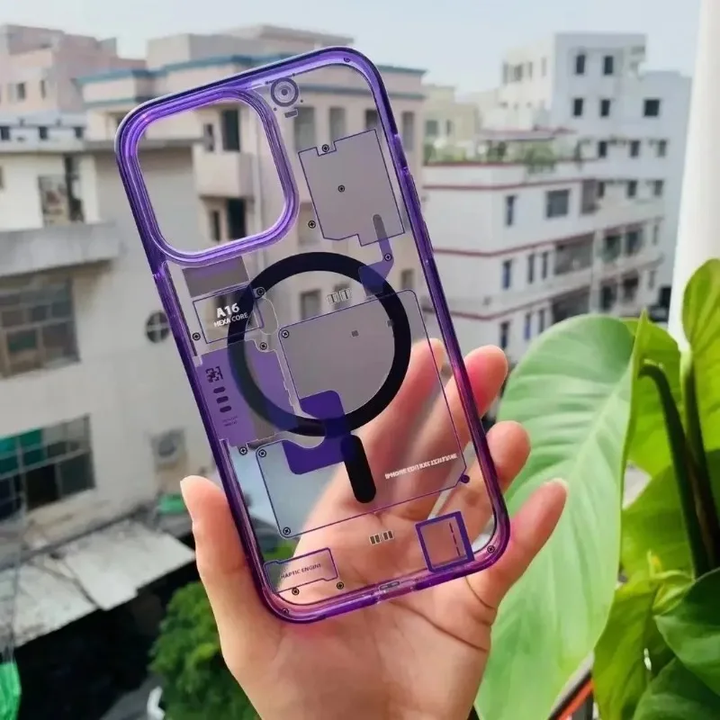 Material: PP, Color: Sky blue - FOR 2024 Original Technology Phone Case For IPhone 15 14 13 12 Pro Max Plus Magnetic Wireless Charging High Quality Bumpers