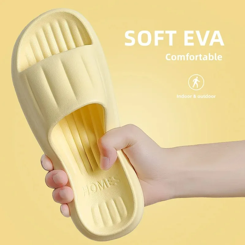 Color: black, Shoe Size: 42 - Home Slippers Women Men Summer Sandals Soft EVA Slides Beach Flip Flops Couples Bathroom Non-slip Shoes