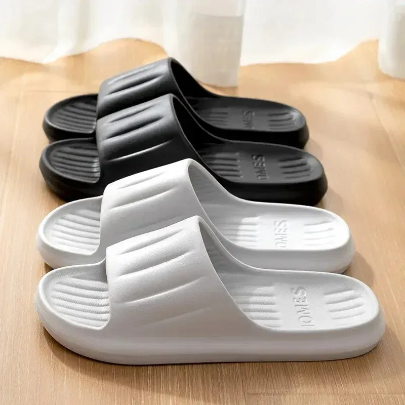 Color: black, Shoe Size: 42 - Home Slippers Women Men Summer Sandals Soft EVA Slides Beach Flip Flops Couples Bathroom Non-slip Shoes